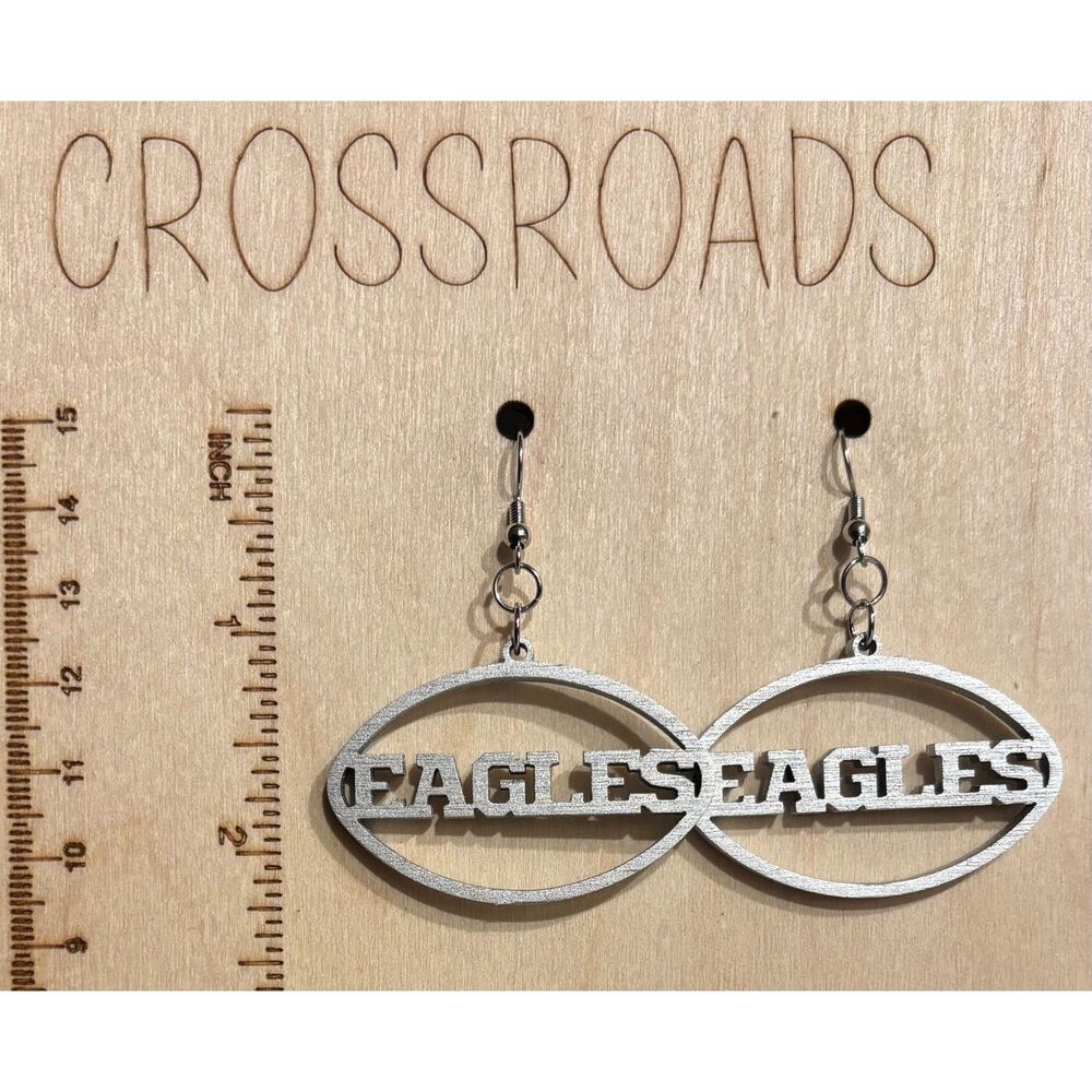 Eagles Wood Earrings - Silver - E074-02